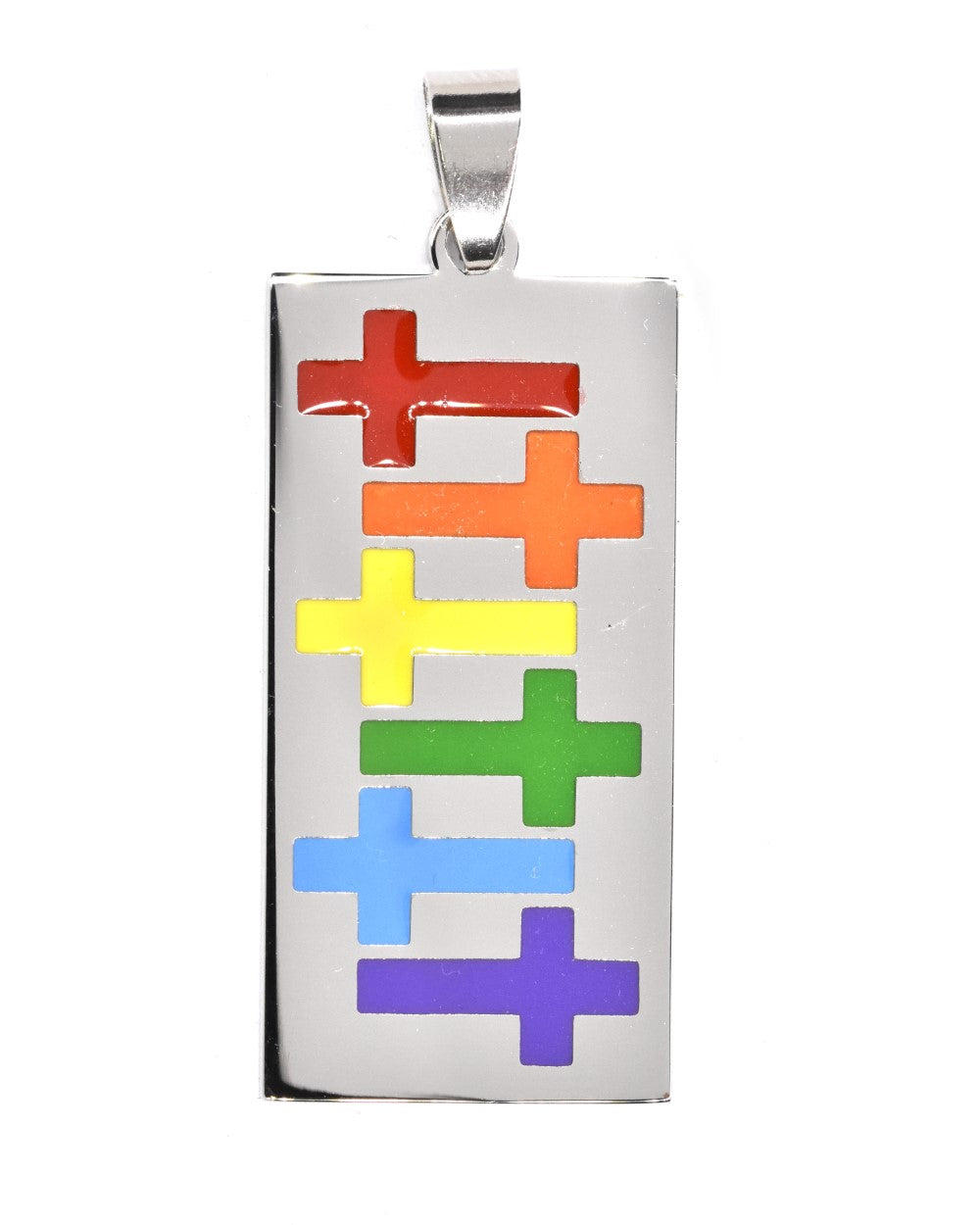 Stainless steel rainbow colour cross disc pendant - SSGP7376