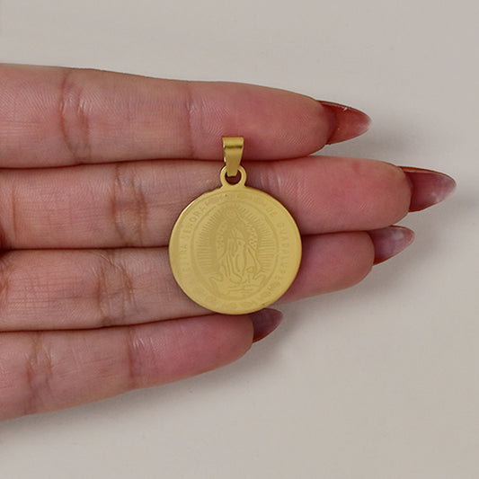 Buy 1 get 1 FREE - Stainless steel virgin Mary on round disc 25mm - SSGP7492i