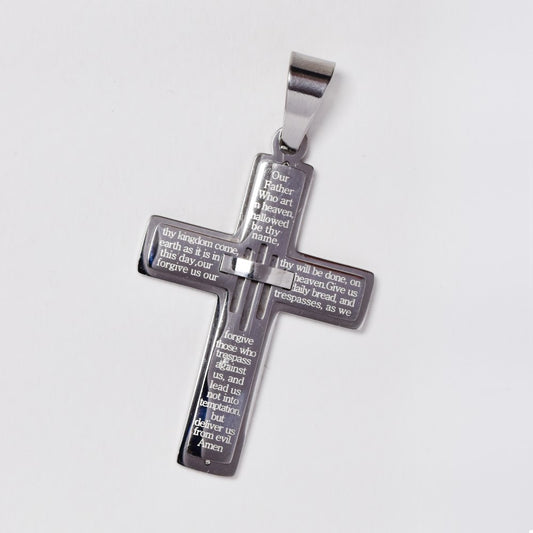 Stainless steel prayer cross 55cm prayer