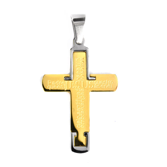 Stainless steel two tone engraved pendant (gold) - SSGP7568