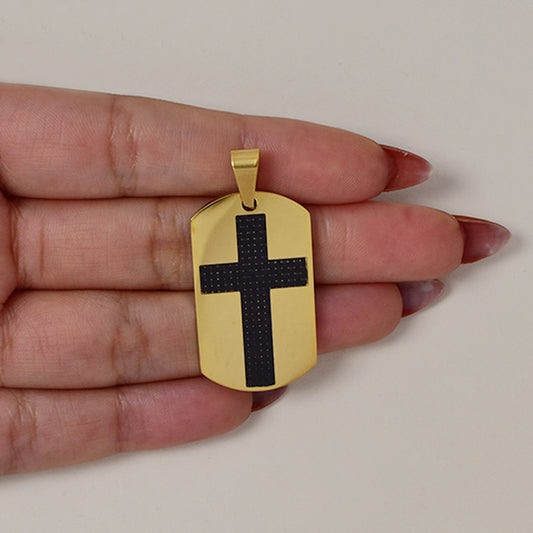 Buy 1 get 1 FREE - Stainless steel Cross on Tag pendant  20mm x 35mm - SSGP7657i