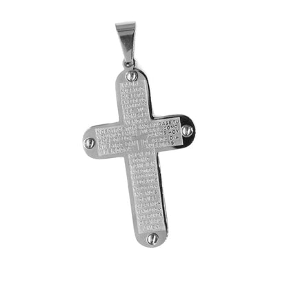 Buy 1 get 1 FREE - Stainless steel prayer engraved cross pendant - SSGP9211