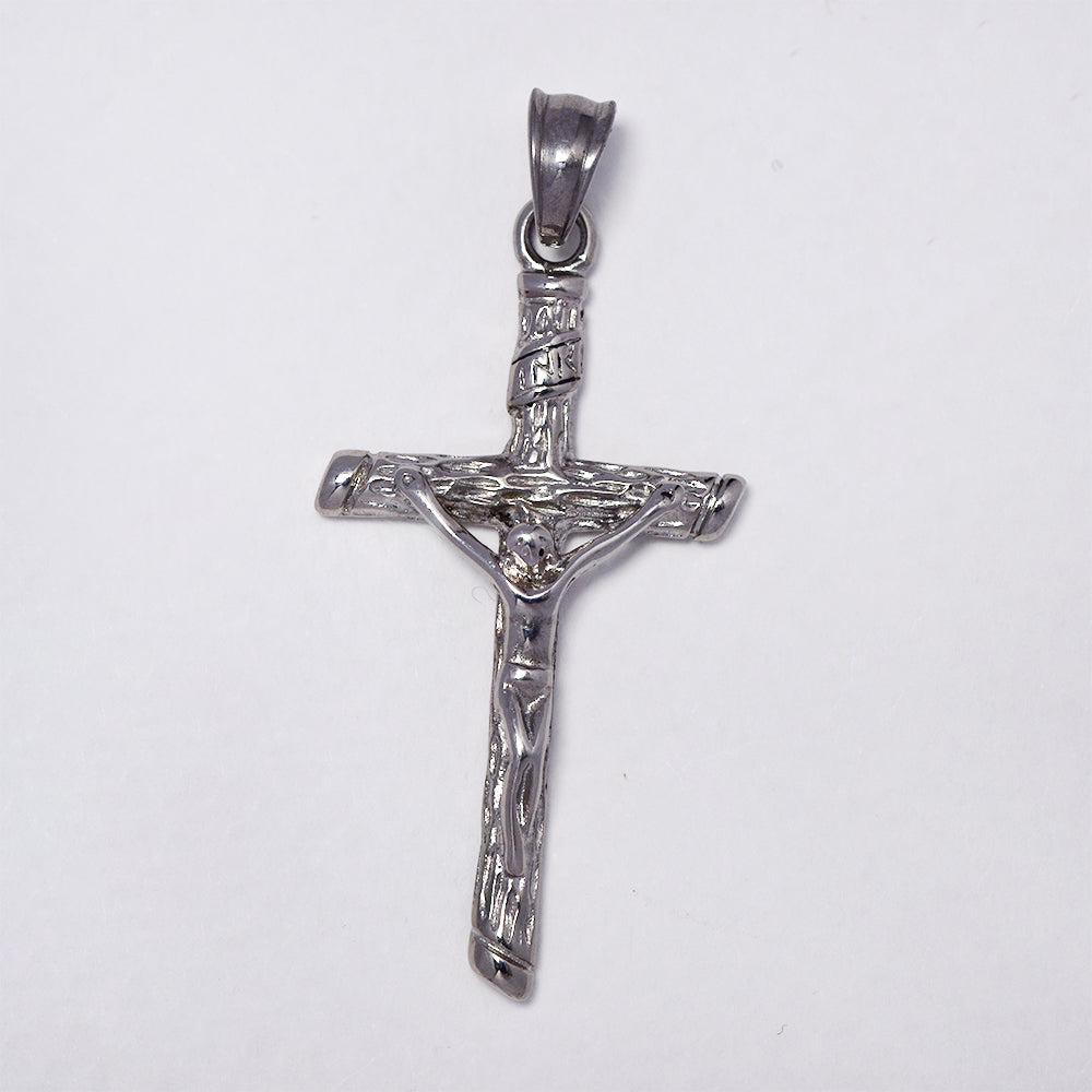 Stainless steel textured crucifix pendant - SSGP9224I
