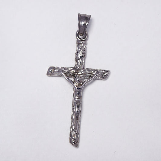 Stainless steel textured crucifix pendant - SSGP9224I