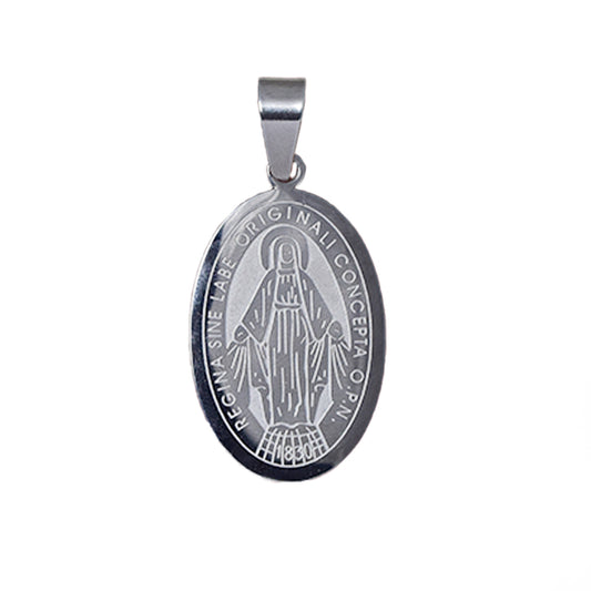 Buy 1 get 1 FREE - Stainless steel virgin Mary oval pendant    30mm x 21mm - SSGP9232i