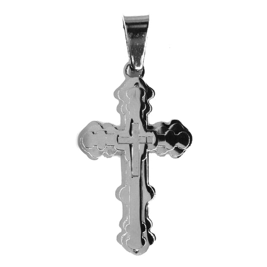 Stainless steel layered cutout cross pendant - SSGP9235