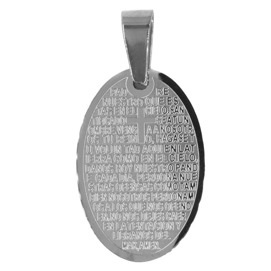 Stainless steel oval prayer engraved disc pendant - SSGP9236