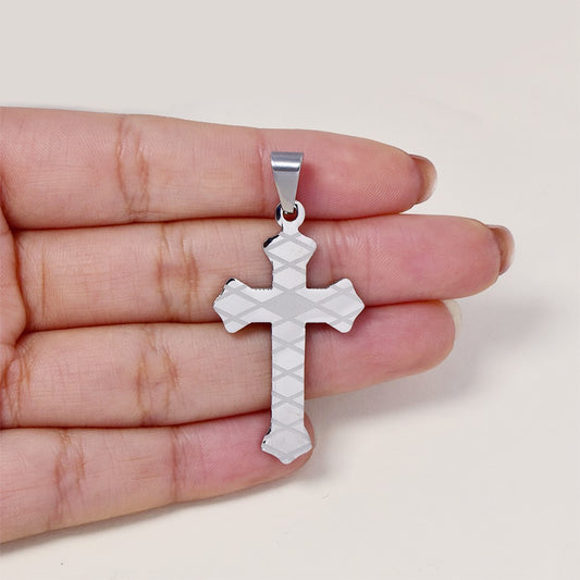 Stainless steel diamond design cross pendant - SSGP9490I
