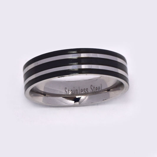 Stainless steel and black stripe band - SSGR1204