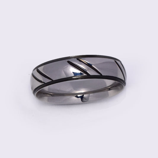 Stainless steel black slant stripe and edge ring - SSGR628