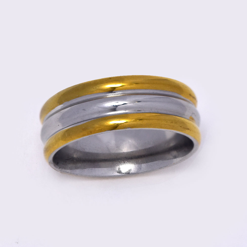 Stainless steel two tone 3 layered tube ring - SSGR640