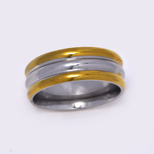 Stainless steel two tone 3 layered tube ring - SSGR640