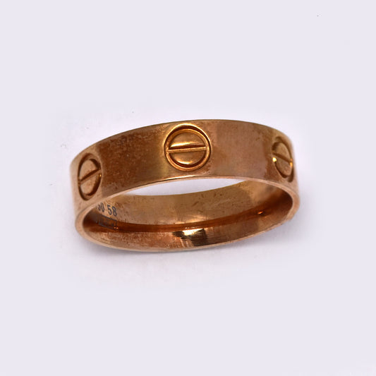 Stainless steel rose gold screw pattern ring - SSGR644