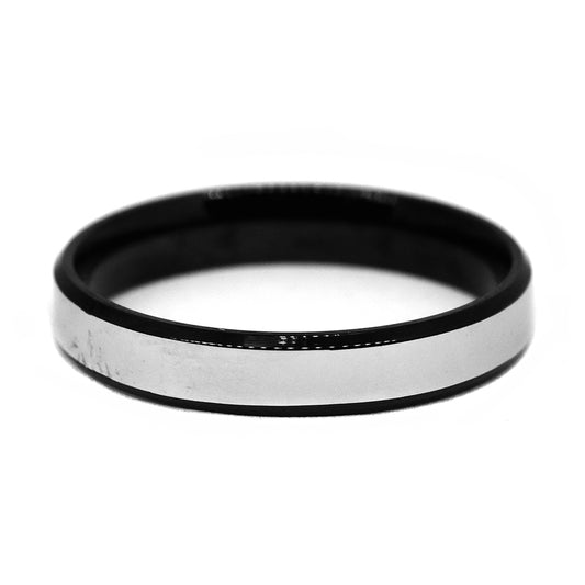 Stainless steel and black plated edging band ring Width 4mm - SSGR7345