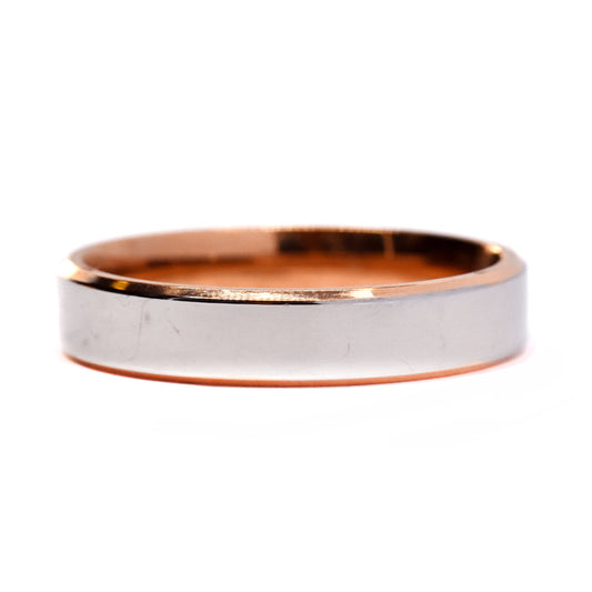 Stainless steel and rose gold plated edging thin band ring - SSGR7346