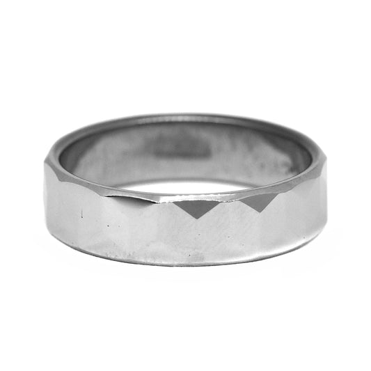 Stainless steel faceted band ring - SSGR7349