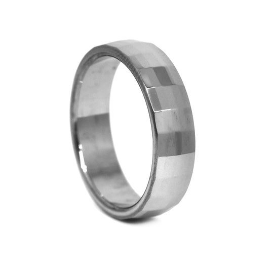 Stainless steel hammered band ring - SSGR7350