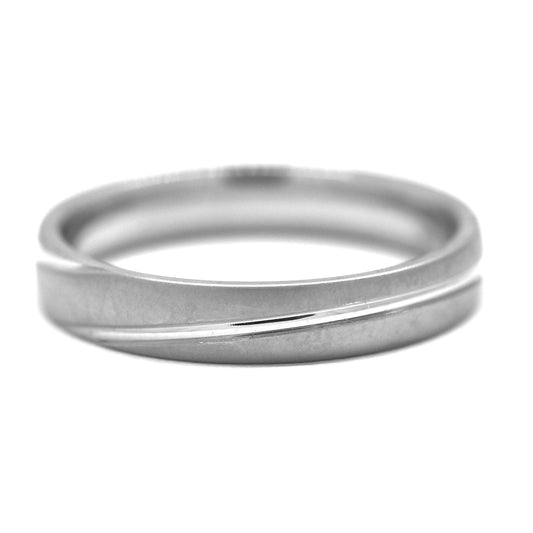 Stainless steel iced and plain swirl stripe band ring - SSGR7354