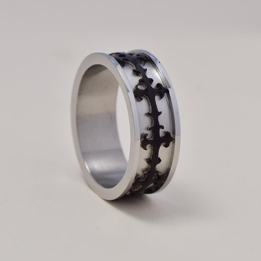 Buy 1 get 1 FREE - Stainless steel Celtic cross black pattern band ring   Size T - SSGR9452