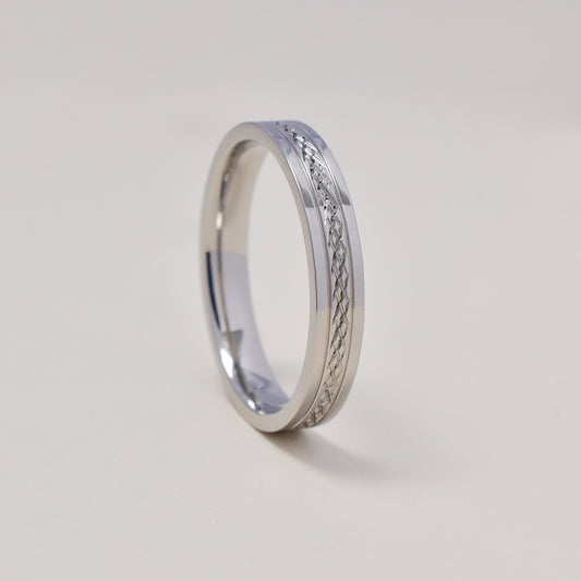 Stainless steel plait pattern band ring   Size V - SSGR9464