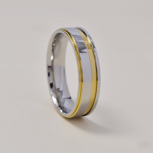 Stainless steel 2 tone matt band ring   Size V - SSGR9466