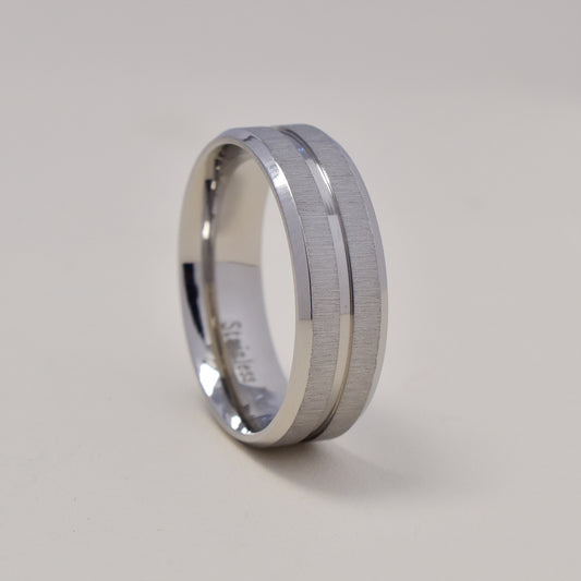 Stainless steel matt and shiny band ring - SSGR9467