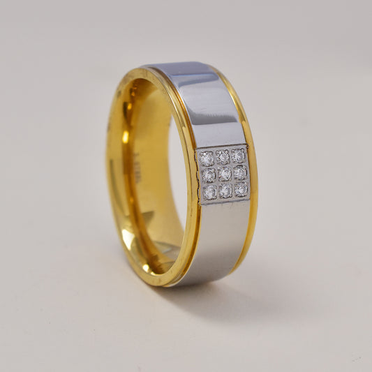 Buy 1 get 1 FREE - Stainless steel 2 tone cubic zirconia band - SSGR9479i