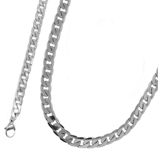 Stainless steel closed curb chain bracelet set - SSGS1335