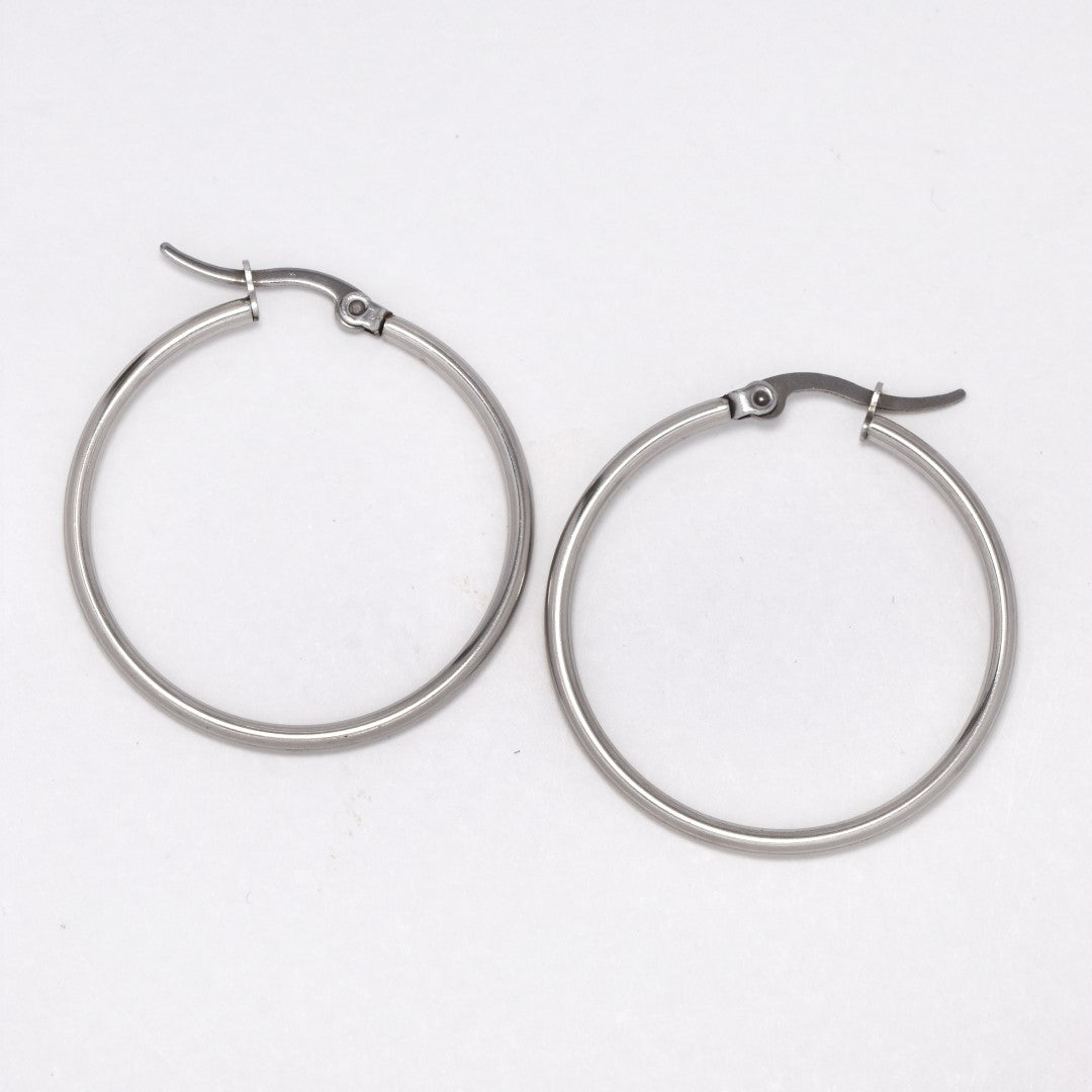 SSHOOP-2X35 - Steel 2mm x 35mm hoop earrings