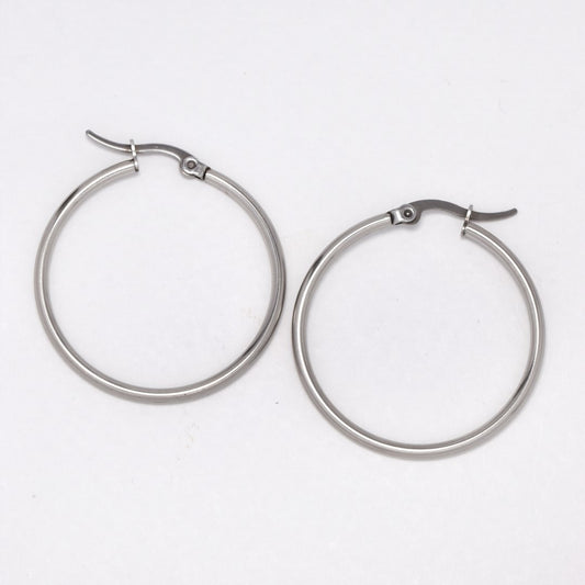 SSHOOP-2X35 - Steel 2mm x 35mm hoop earrings