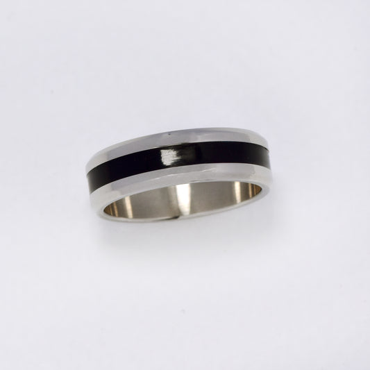 Stainless steel black stripe ring - SSYR2256