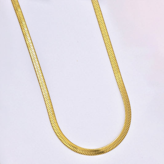 Stainless steel herringbone gold plated chain  5mmX45cm