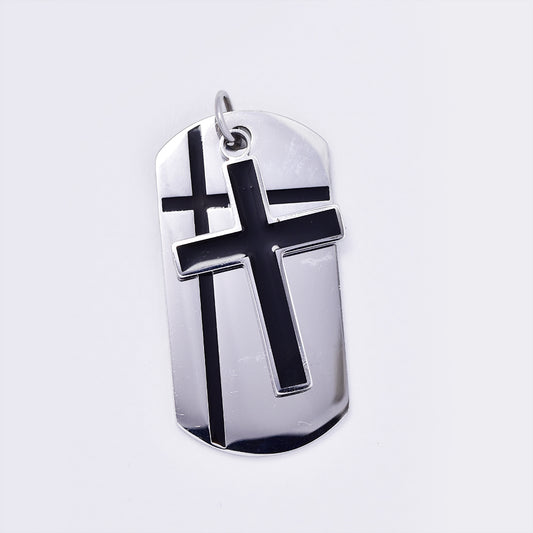 Stainless steel Double tag and cross pendant