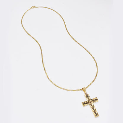 Stainless steel textured cross necklace - SSLN296