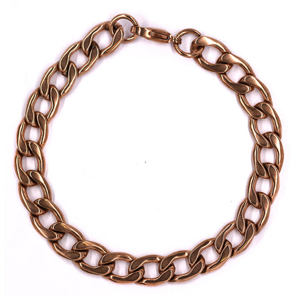 Stainless Steel rose gold 8mm x 21cm curb bracelet - SSMB2023