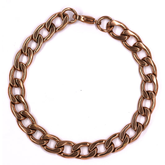 Stainless Steel rose gold 21cm curb bracelet - SSMB2023