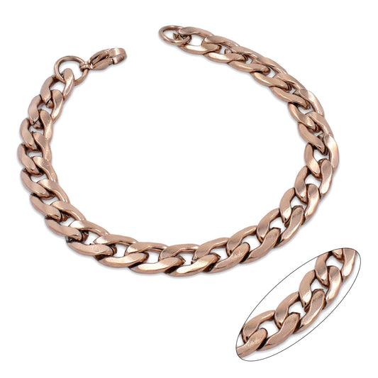 Stainless Steel rose gold 8mm x 21cm curb bracelet - SSMB2023
