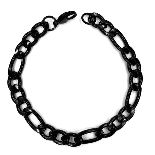 Stainless steel black figaro 22cm bracelet - SSMB2102