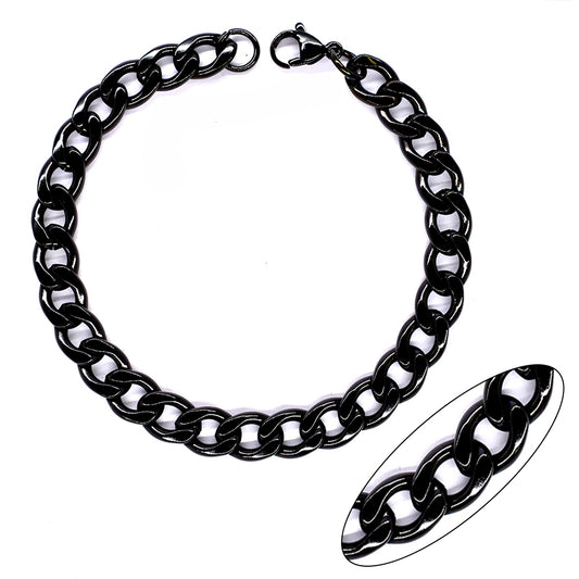 Stainless steel black plated 22cm curb bracelet. 8mm Width - SSMB2103