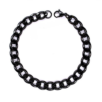 Stainless steel black plated 22cm curb bracelet. 8mm Width - SSMB2103