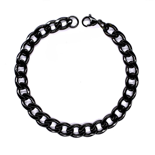 Stainless steel black plated 22cm curb bracelet. 8mm Width - SSMB2103