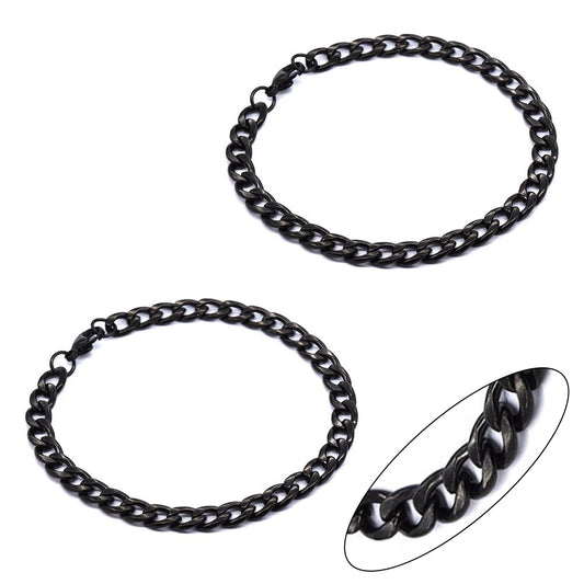 Stainless steel 2 pack 22cm x 7mm curb bracelet - SSMB2855
