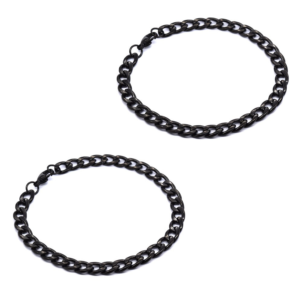 Stainless steel 2 pack 22cm x 7mm curb bracelet - SSMB2855
