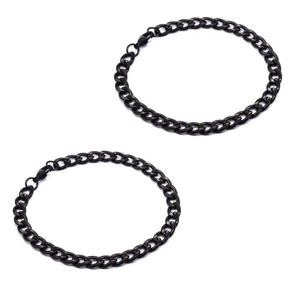 Stainless steel 2 pack 22cm x 7mm curb bracelet - SSMB2855