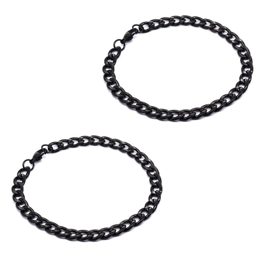 Stainless steel 2 pack 22cm x 7mm curb bracelet - SSMB2855