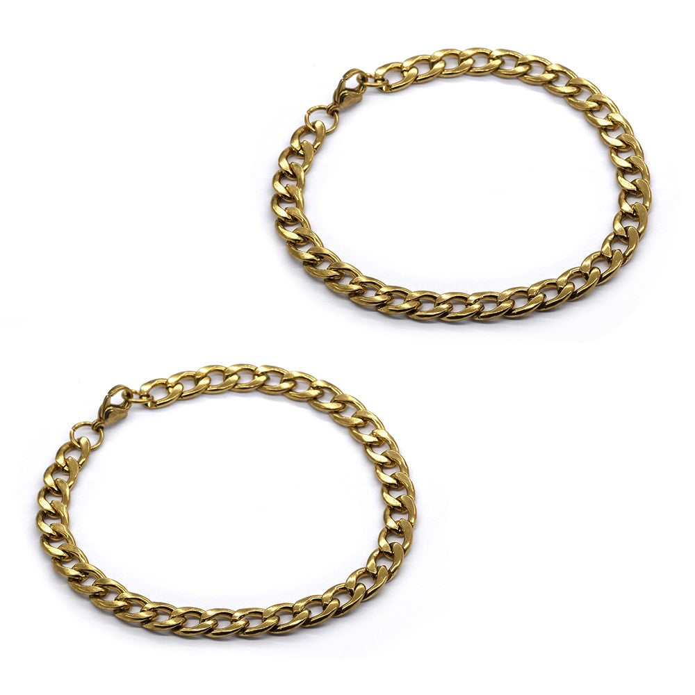 Stainless steel 2 pack 22cm x 7mm curb bracelet - SSMB2855