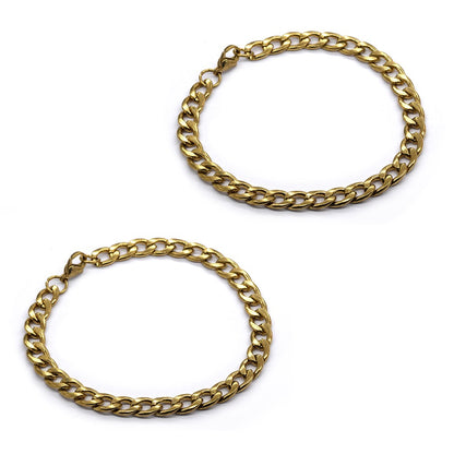 Stainless steel 2 pack 22cm x 7mm curb bracelet - SSMB2855
