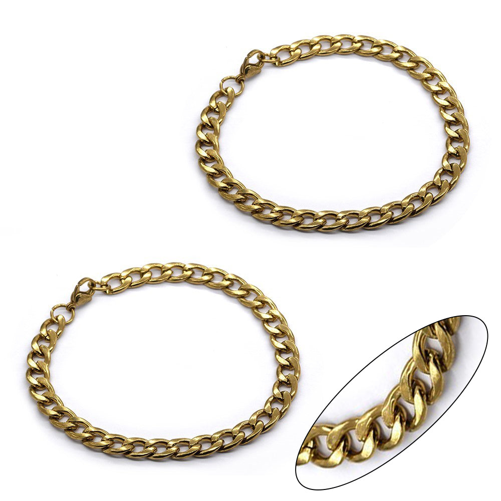 Stainless steel 2 pack 22cm x 7mm curb bracelet - SSMB2855