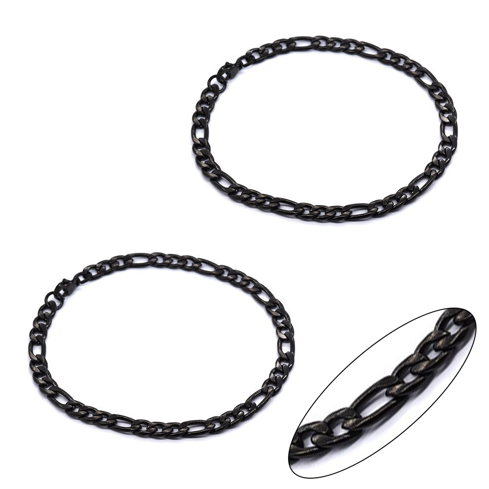 Stainless steel 2 pack 22cm x 5mm Figaro bracelet - SSMB2858