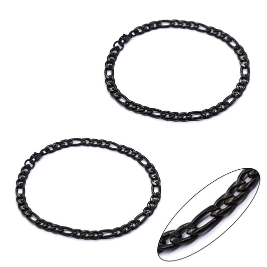 Stainless steel 2 pack 22cm x 5mm Figaro bracelet - SSMB2858